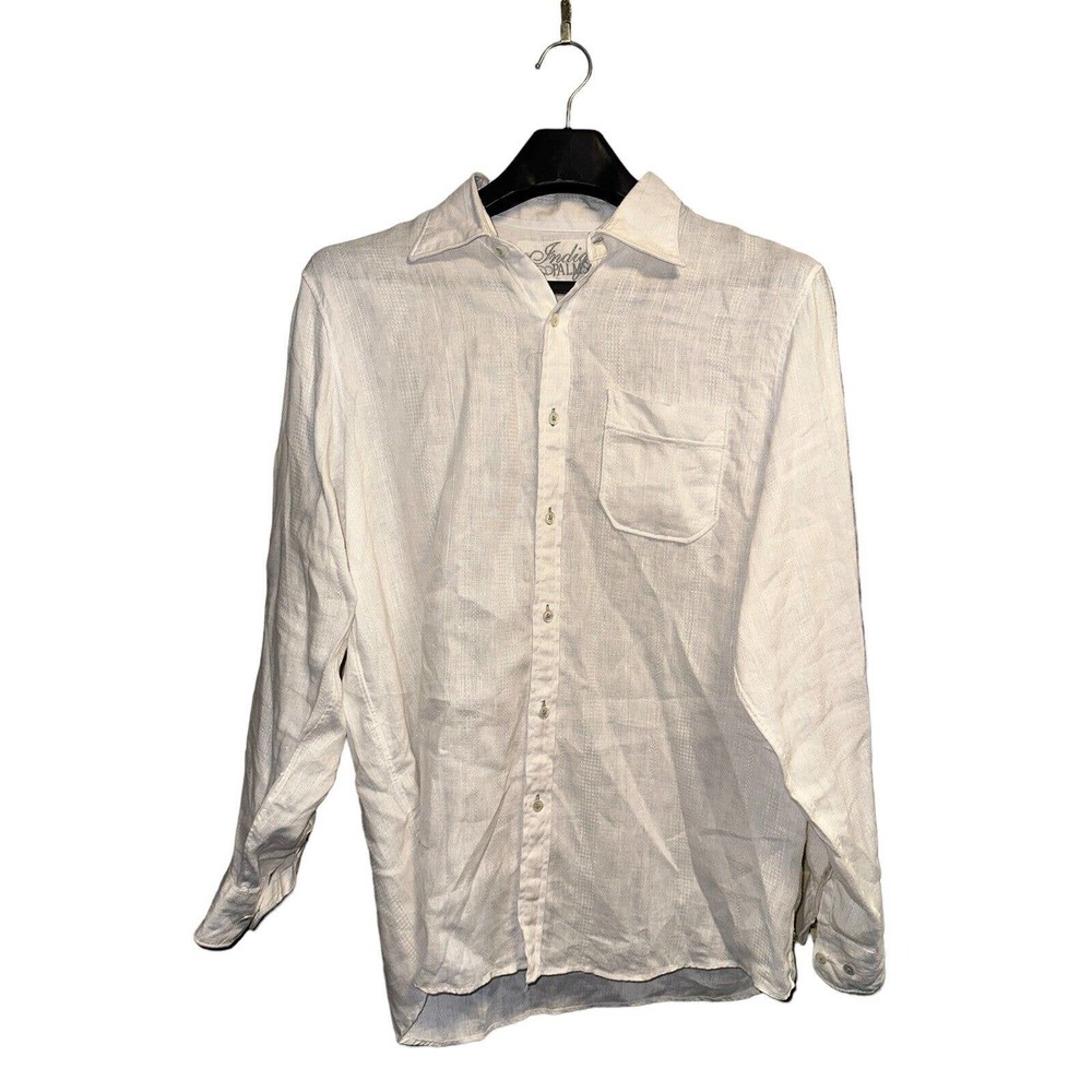 Indigo Palms Men's Size XL Long Sleeve 100% Linen Button Up Shirt